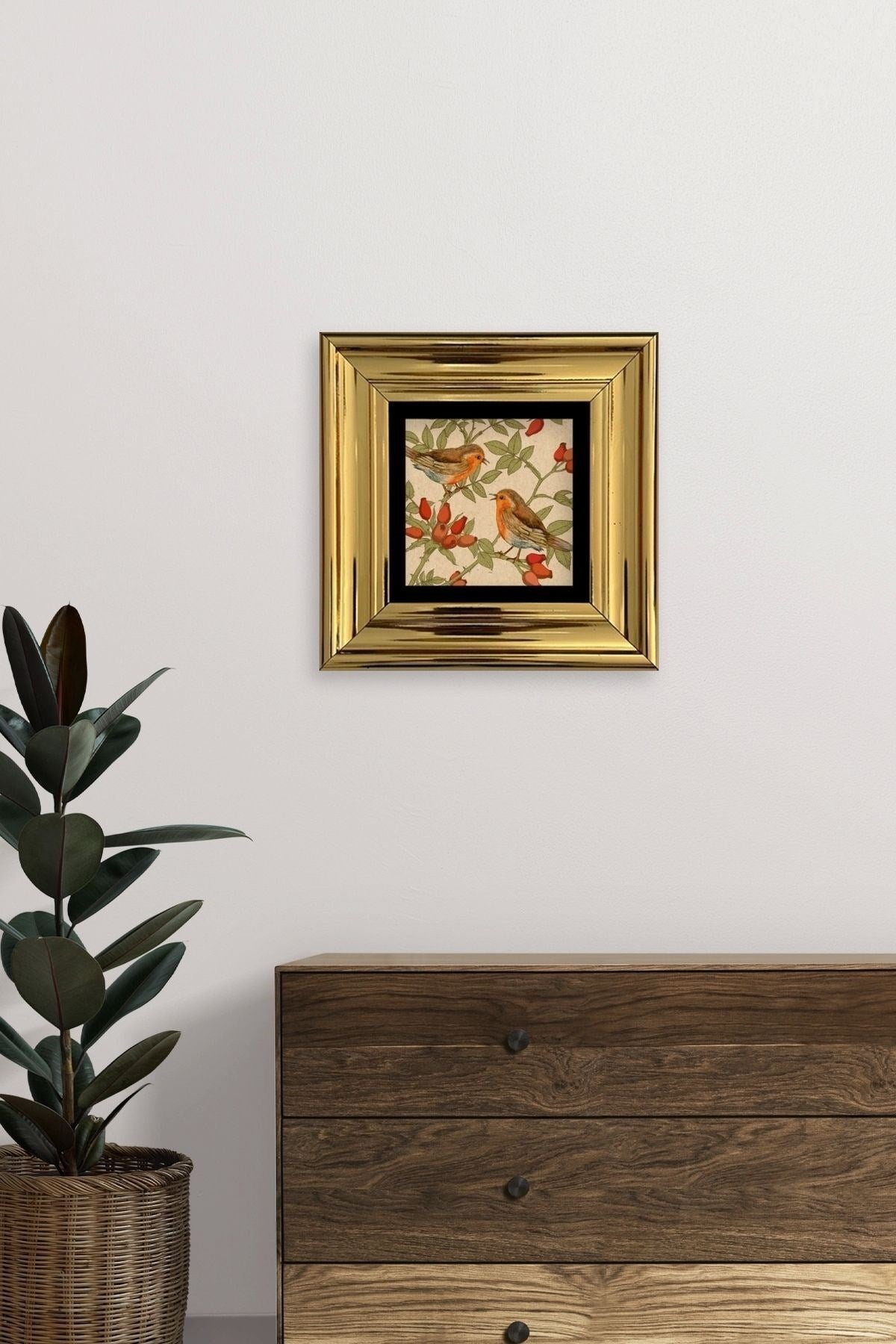 Kuşlar Çerçeveli Taş Tablo 20 cm