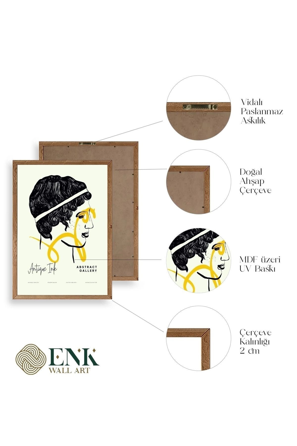 Soyut Üçlü Ahşap Çerçeveli Tablo 40 x 60