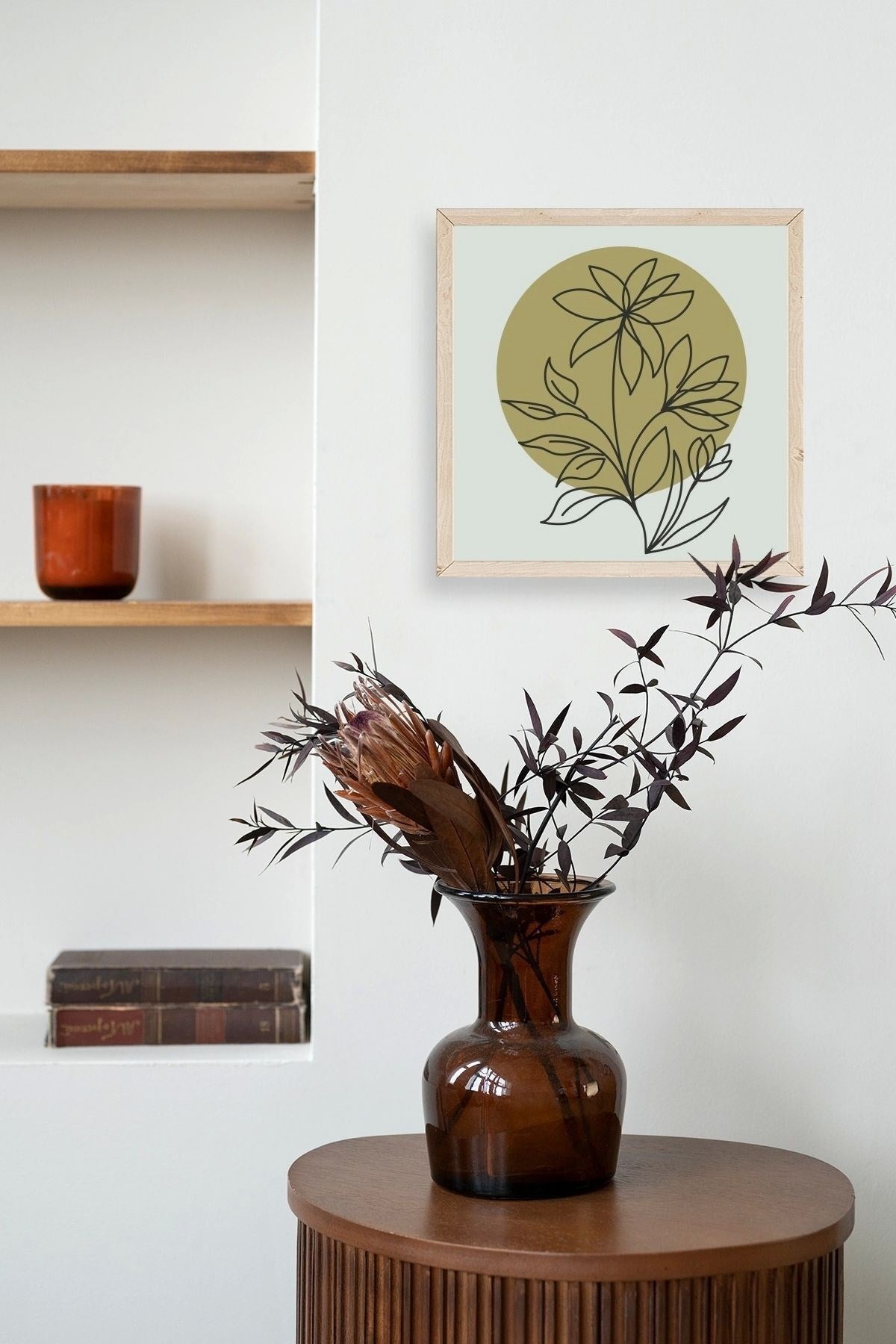 Çiçek Ahşap Çerçeveli Tablo 23 x 23