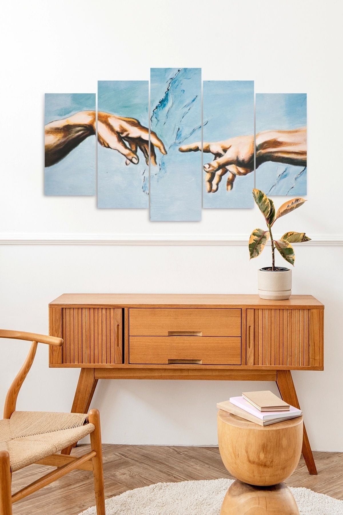 Kadın ve Erkek Kavuşamayanlar Manzarası 5 Parçalı Mdf Tablo 60 x 100