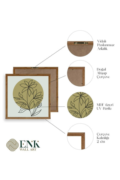 Çiçek Ahşap Çerçeveli Tablo 23 x 23