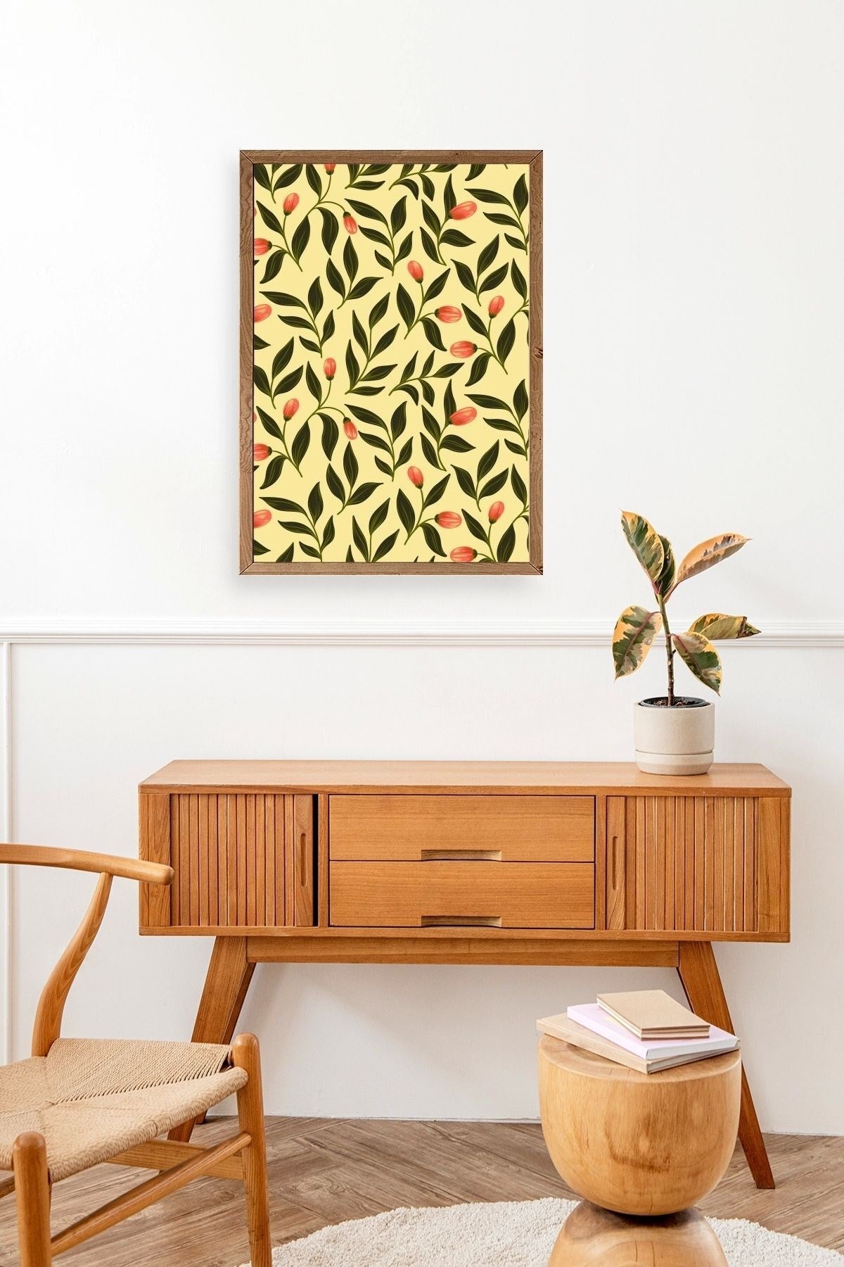 Yapraklar Ahşap Çerçeveli Tablo 50 x 70