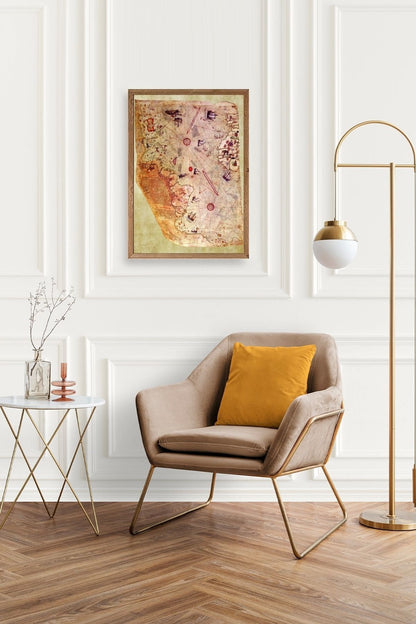 Harita Ahşap Çerçeveli Tablo 30 x 42