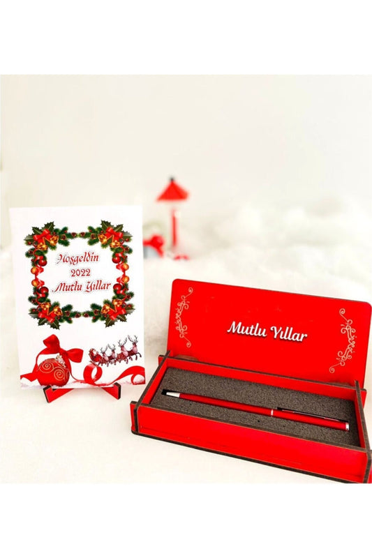 Yılbaşı Kalem Kutusu Ve Kart Seti