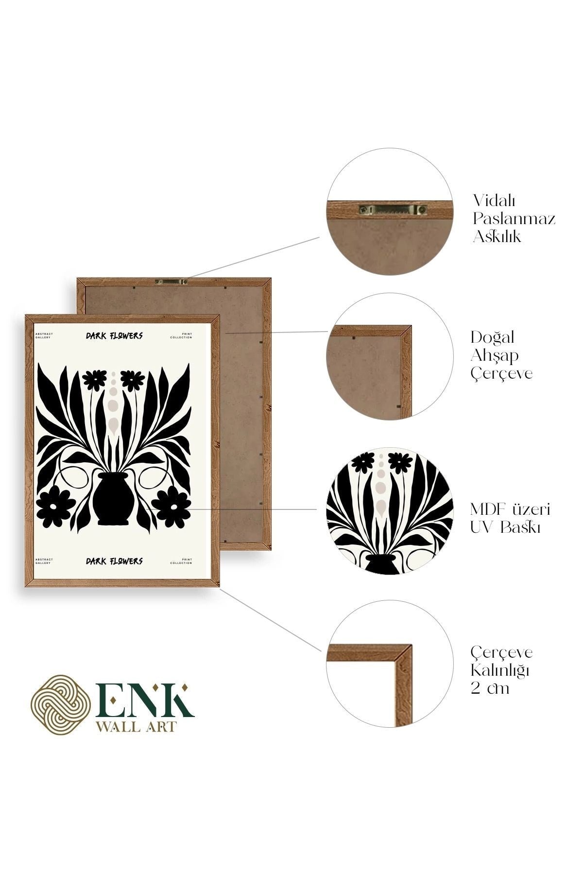 Çiçek Ahşap Çerçeveli Tablo 30 x 42