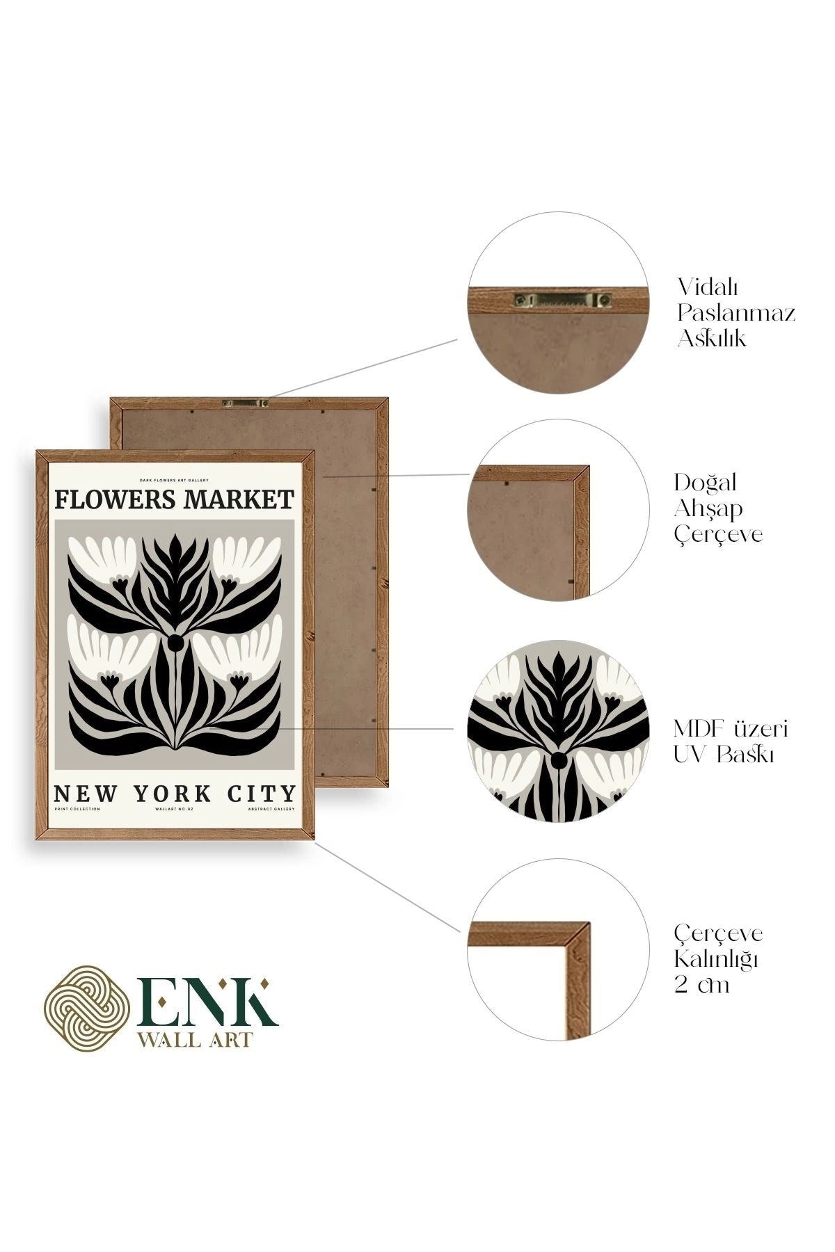 Çiçek Ahşap Çerçeveli Tablo 23 x 30