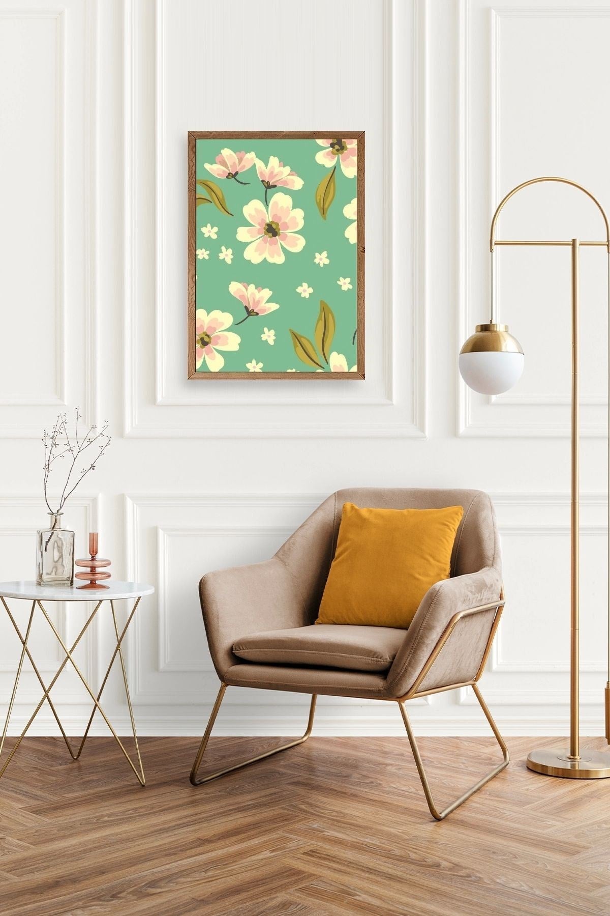 Çiçekler Ahşap Çerçeveli Tablo 23 x 30