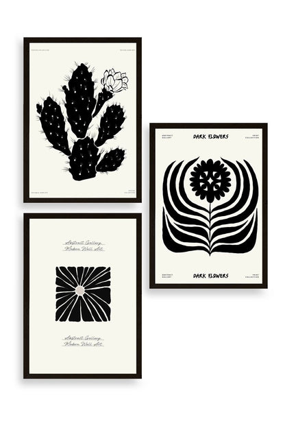 Modern Üçlü Ahşap Çerçeveli Tablo 50 x 70