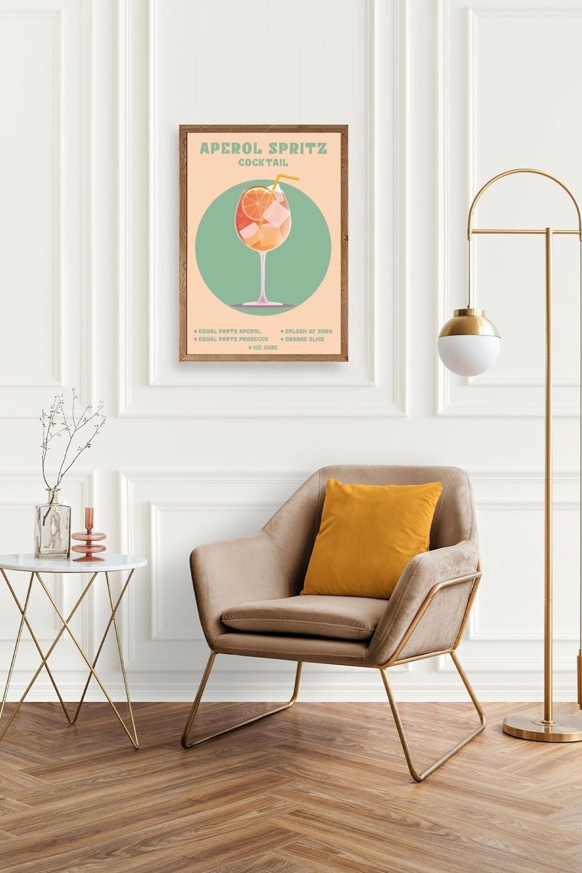 Aperol Spritz Ahşap Çerçeveli Tablo 50 x 70