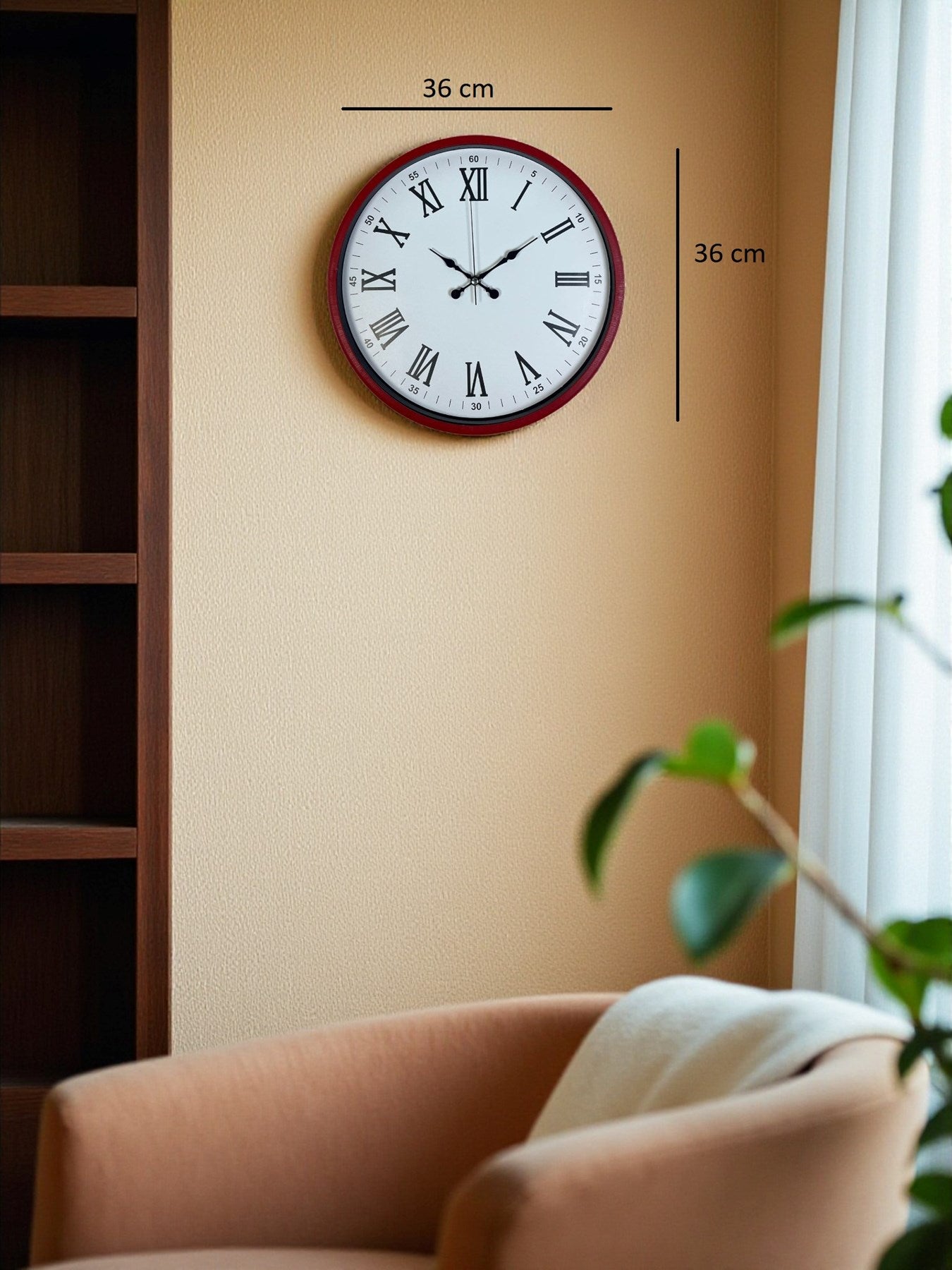 Zentime 36 Cm Kırmızı Dekoratif Duvar Saati