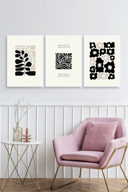 Modern Üçlü Ahşap Çerçeveli Tablo 50 x 70