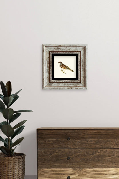 Daldaki Serçe Çerçeveli Taş Tablo 20 cm