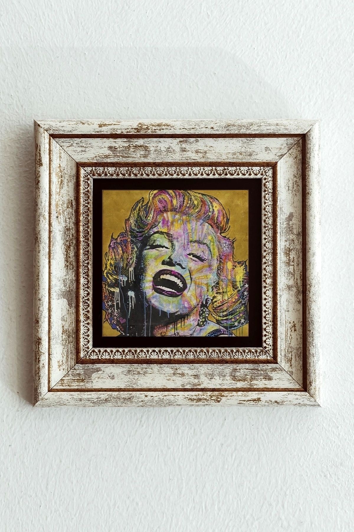 Marilyn Monroe Çerçeveli Taş Tablo , Çerçeveli Taş Duvar Dekoru-enkcrcvtbl-00178 20 cm