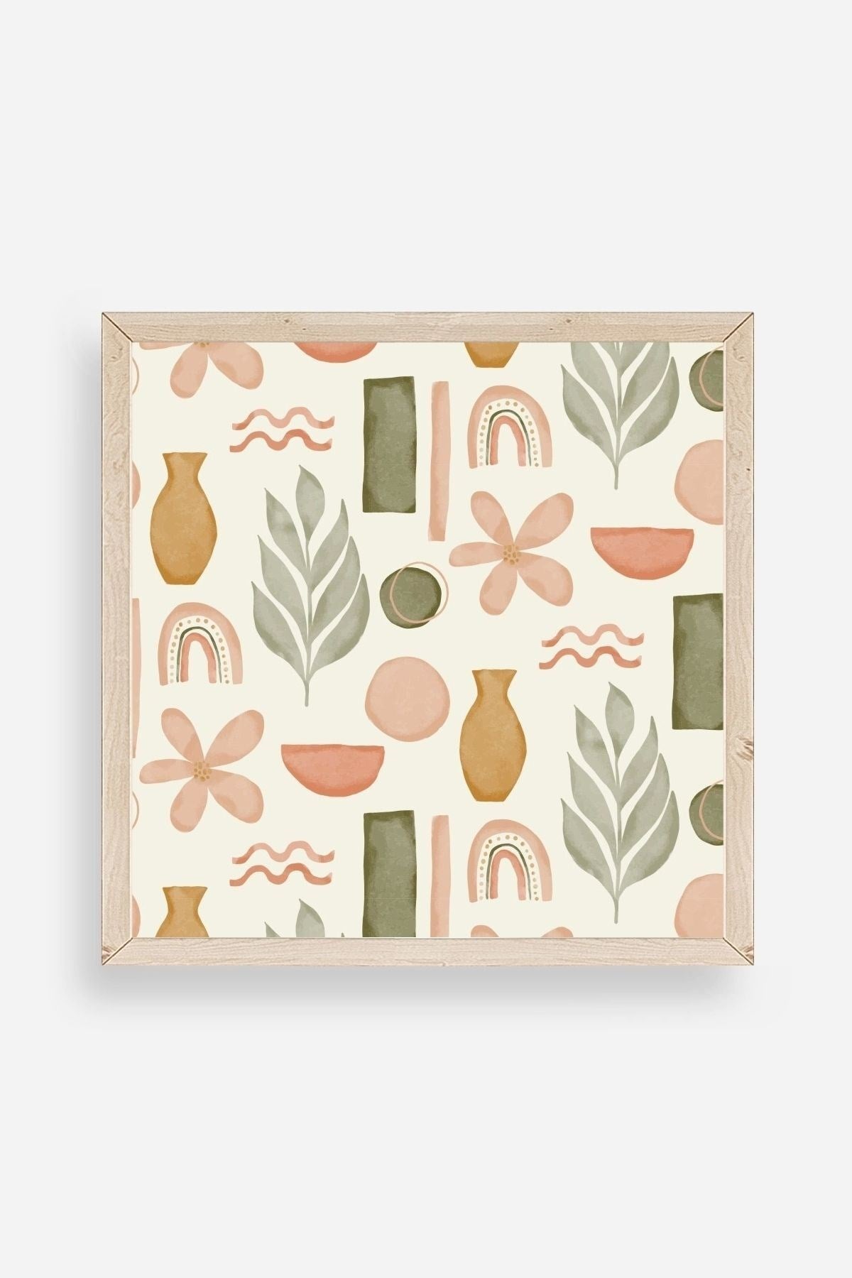 Yaprak Ahşap Çerçeveli Tablo 23 x 23