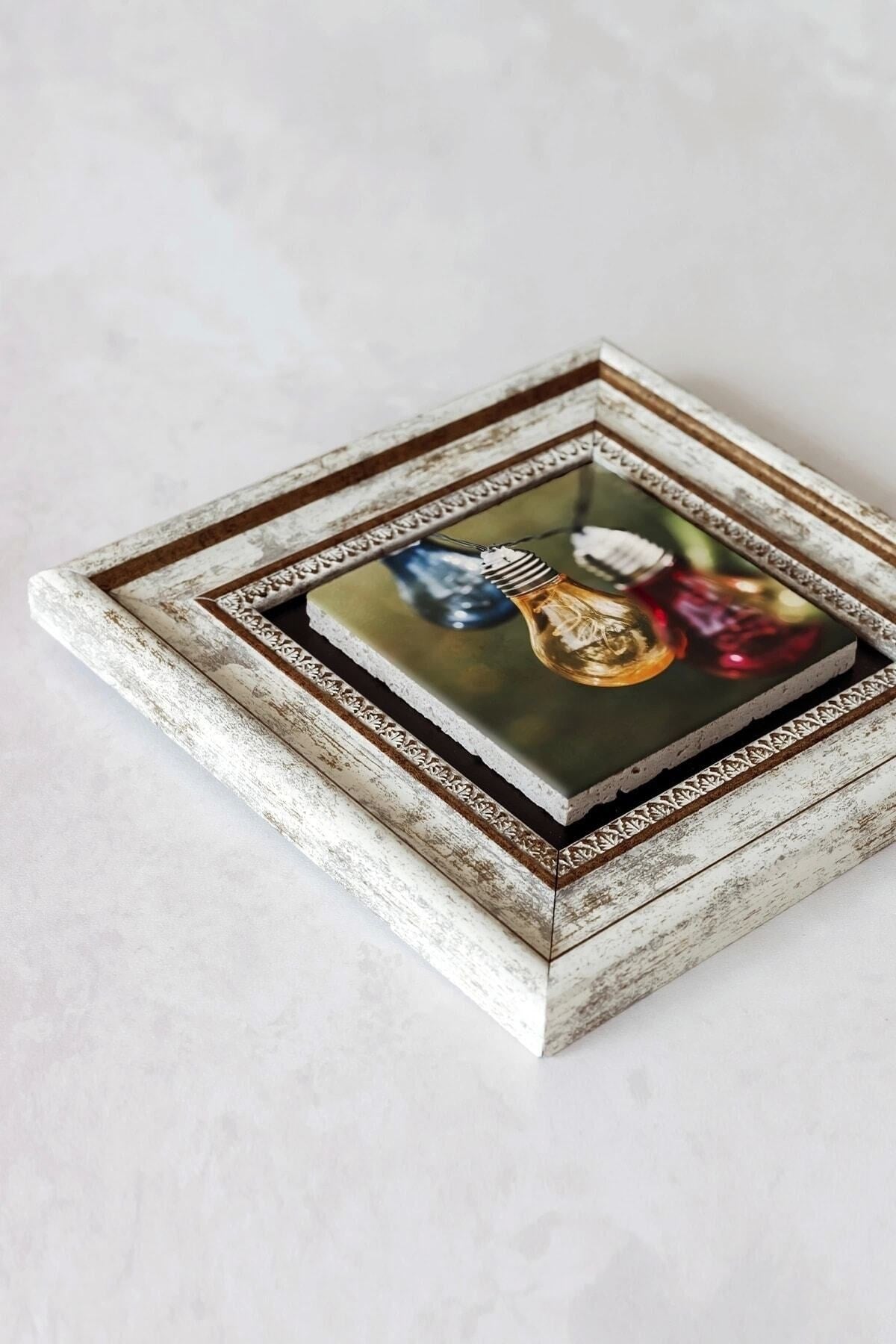 Lambalar Çerçeveli Taş Tablo , Çerçeveli Taş Duvar Dekoru-enkcrcvtbl-00188 20 cm