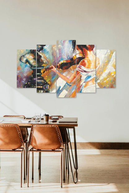 Kadın Keman 5 Parçalı Mdf Tablo 60 x 100