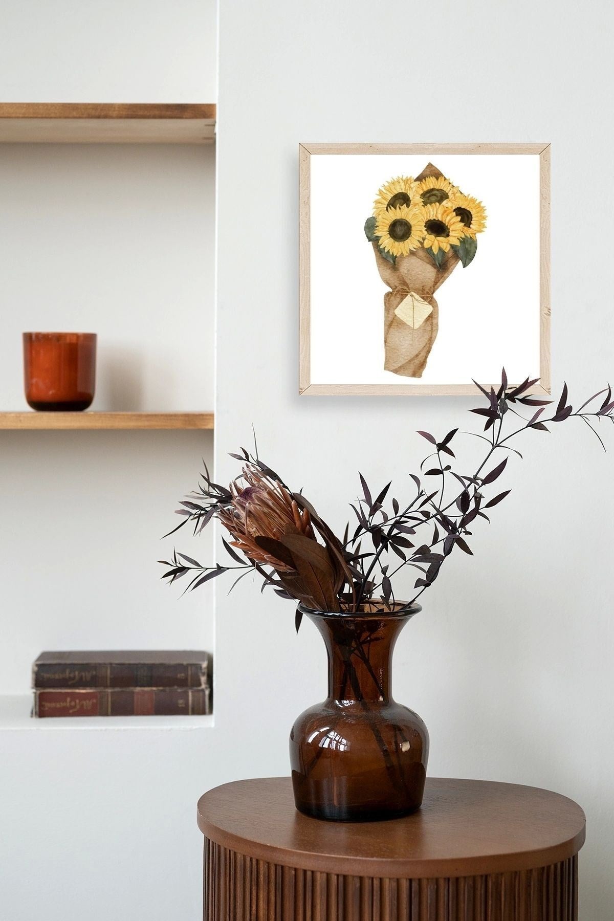 Çiçek Ahşap Çerçeveli Tablo 23 x 23