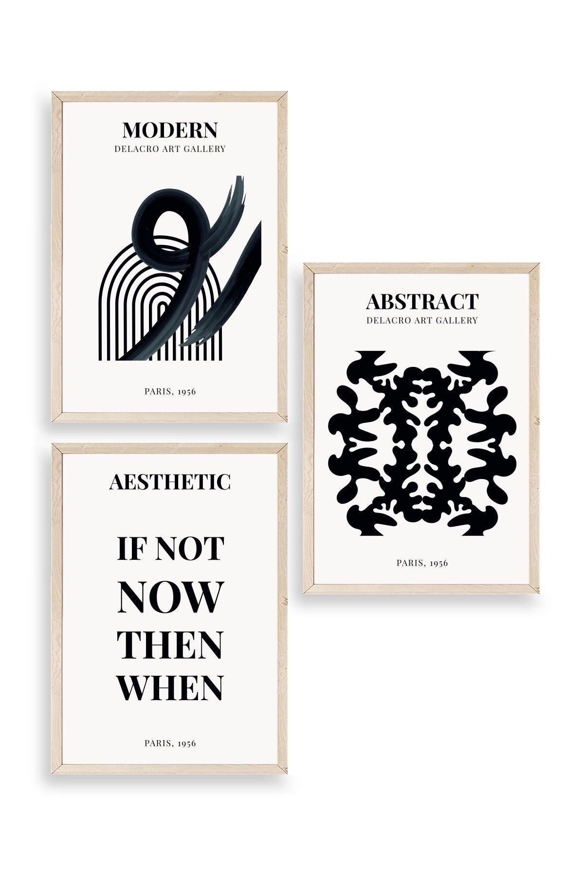 Modern Üçlü Ahşap Çerçeveli Tablo 50 x 70