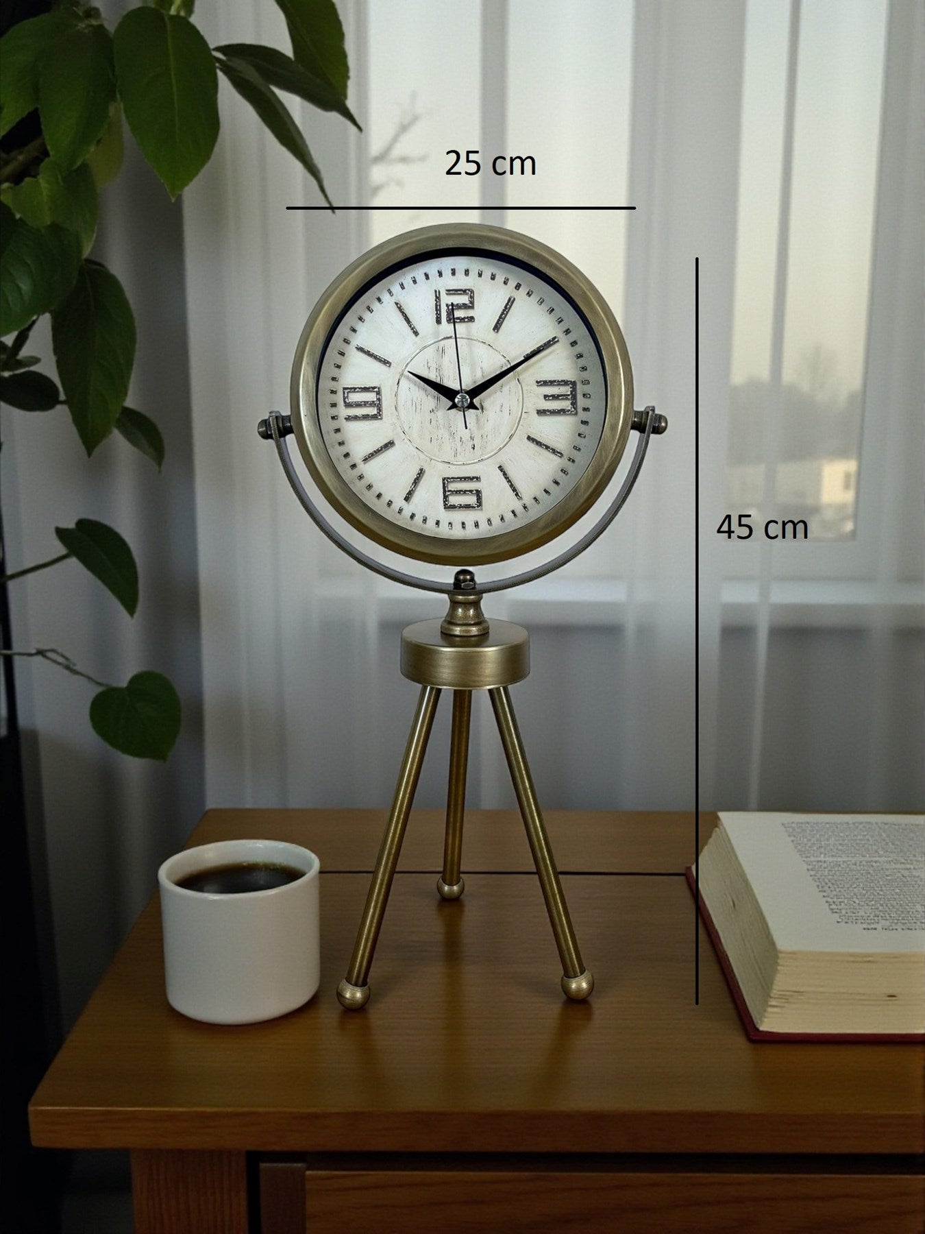 Zentime Eskitme Vintage Üç Ayaklı Masa Saati