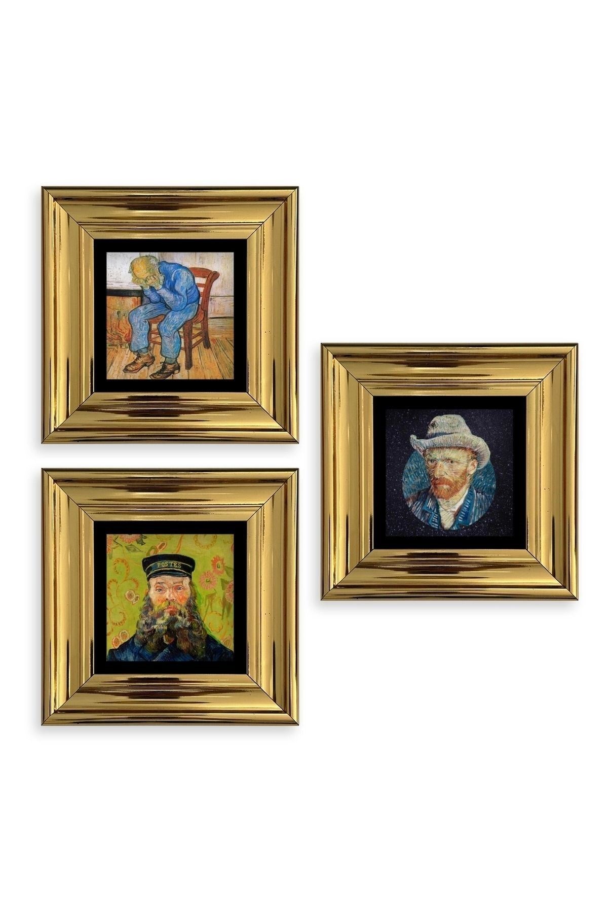 Van Gogh 3 lü Set Çerçeveli Taş Tablo 20 cm