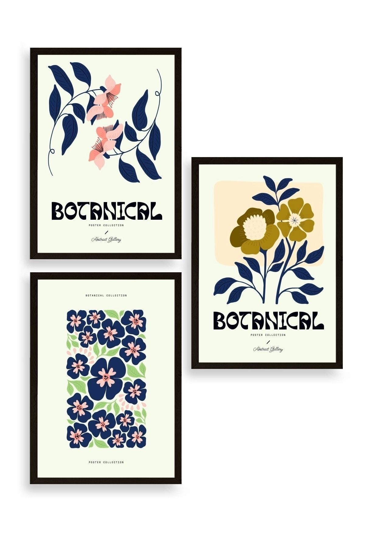 Botanik Üçlü Ahşap Çerçeveli Tablo 40 x 60