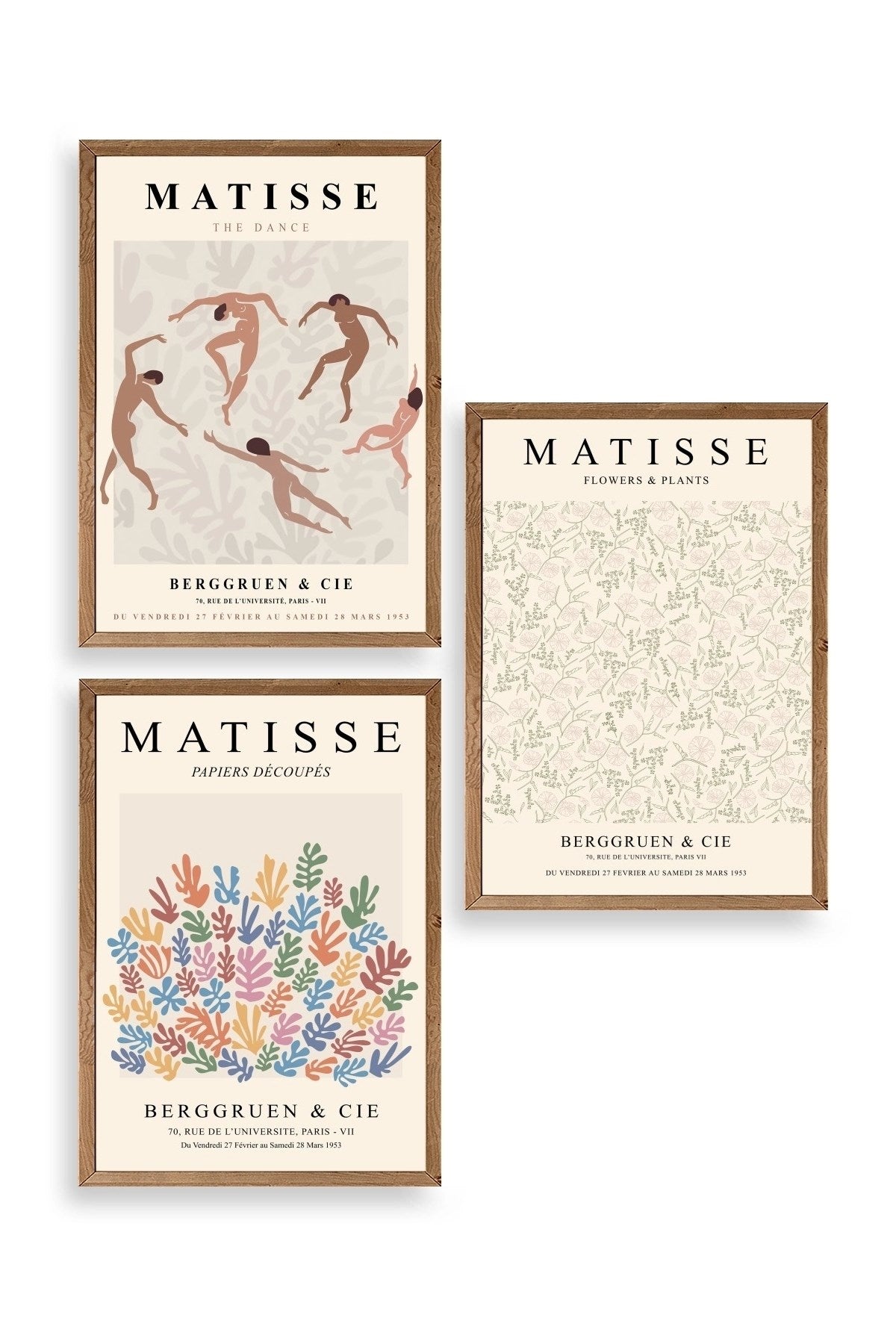 Matisse Üçlü Ahşap Çerçeveli Tablo 40 x 60