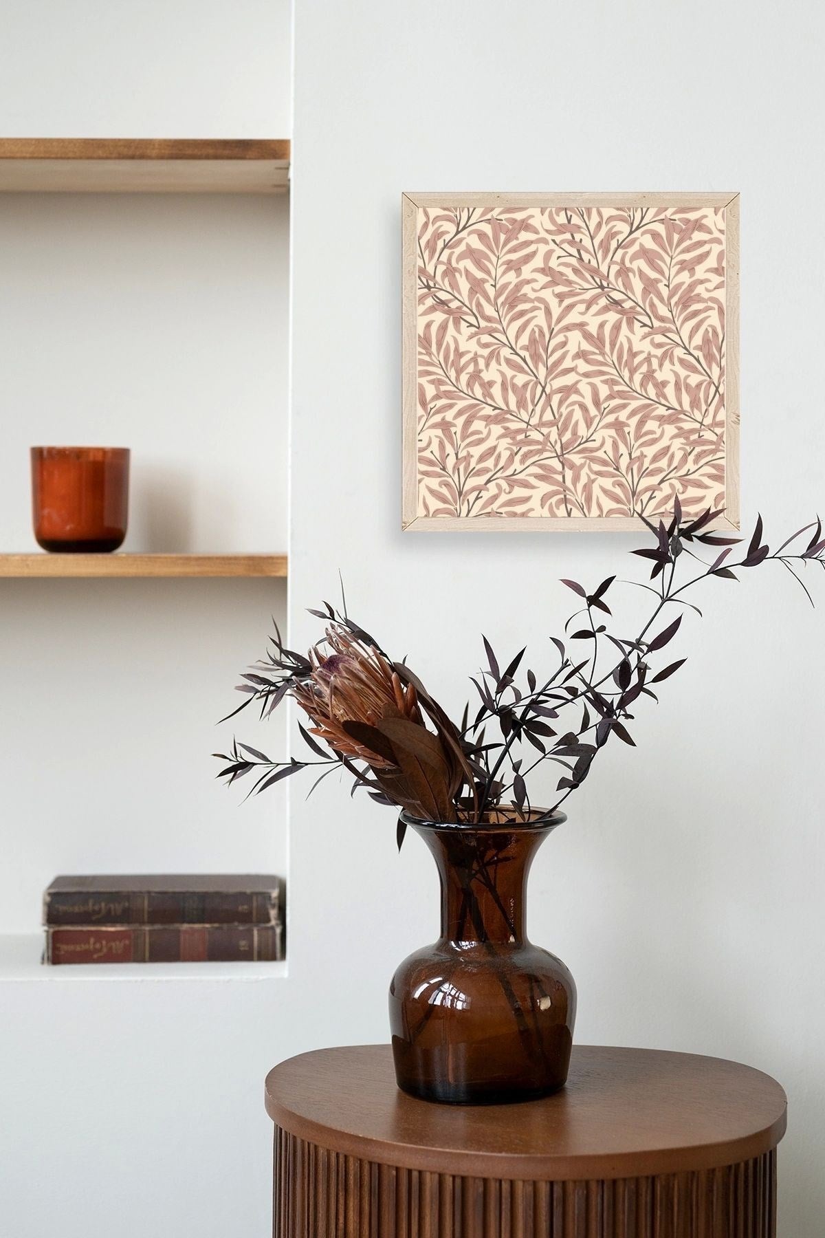 Yaprak Ahşap Çerçeveli Tablo 50 x 50