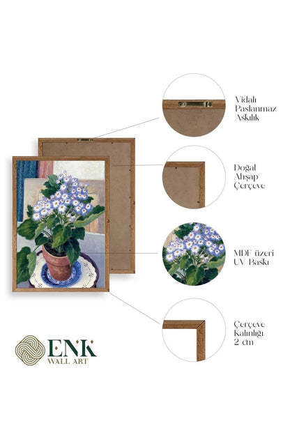 Saksıdaki Çiçek Ahşap Çerçeveli Tablo 50 x 70