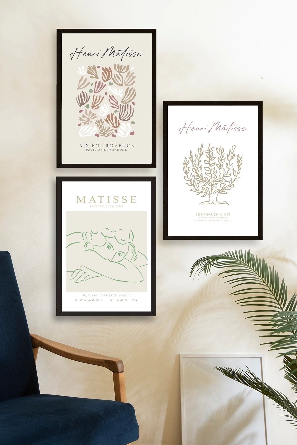 Matisse Üçlü Ahşap Çerçeveli Tablo 23 x 30