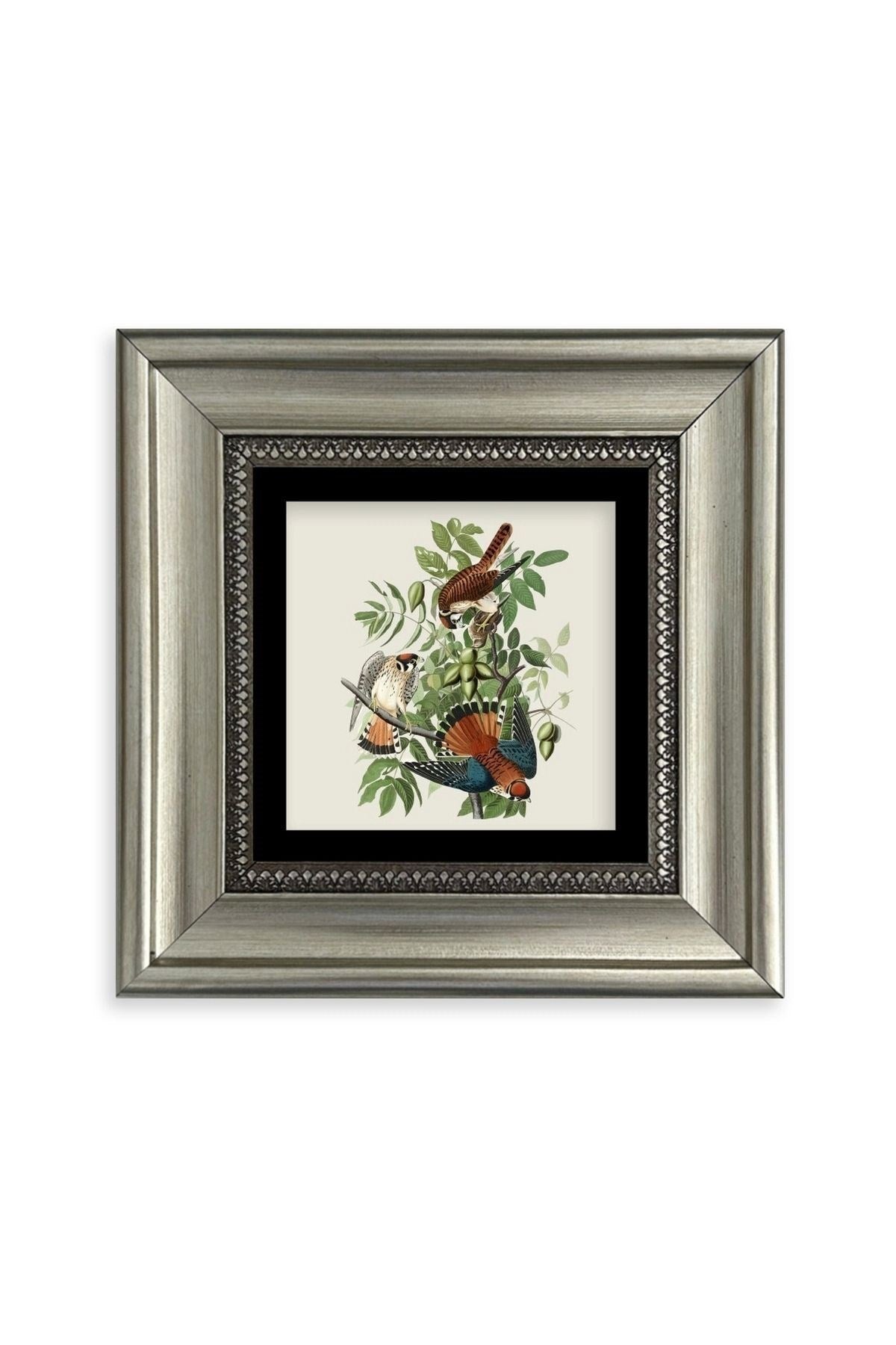Kuş ve Yapraklar Çerçeveli Taş Tablo 20 cm