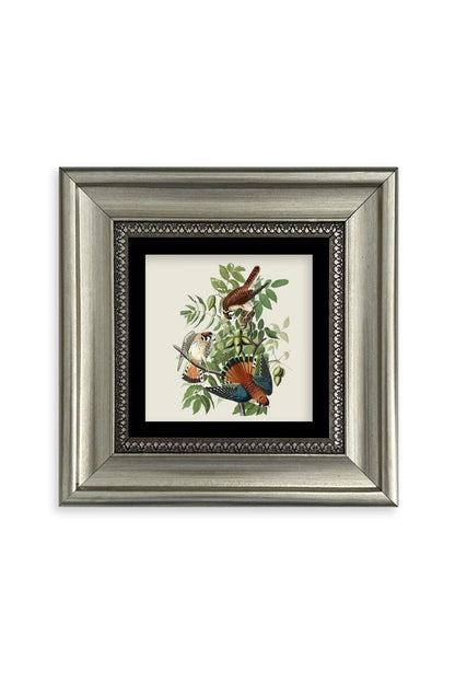 Kuş ve Yapraklar Çerçeveli Taş Tablo 20 cm