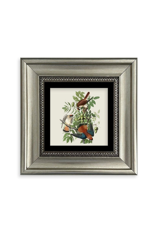 Kuş ve Yapraklar Çerçeveli Taş Tablo 20 cm