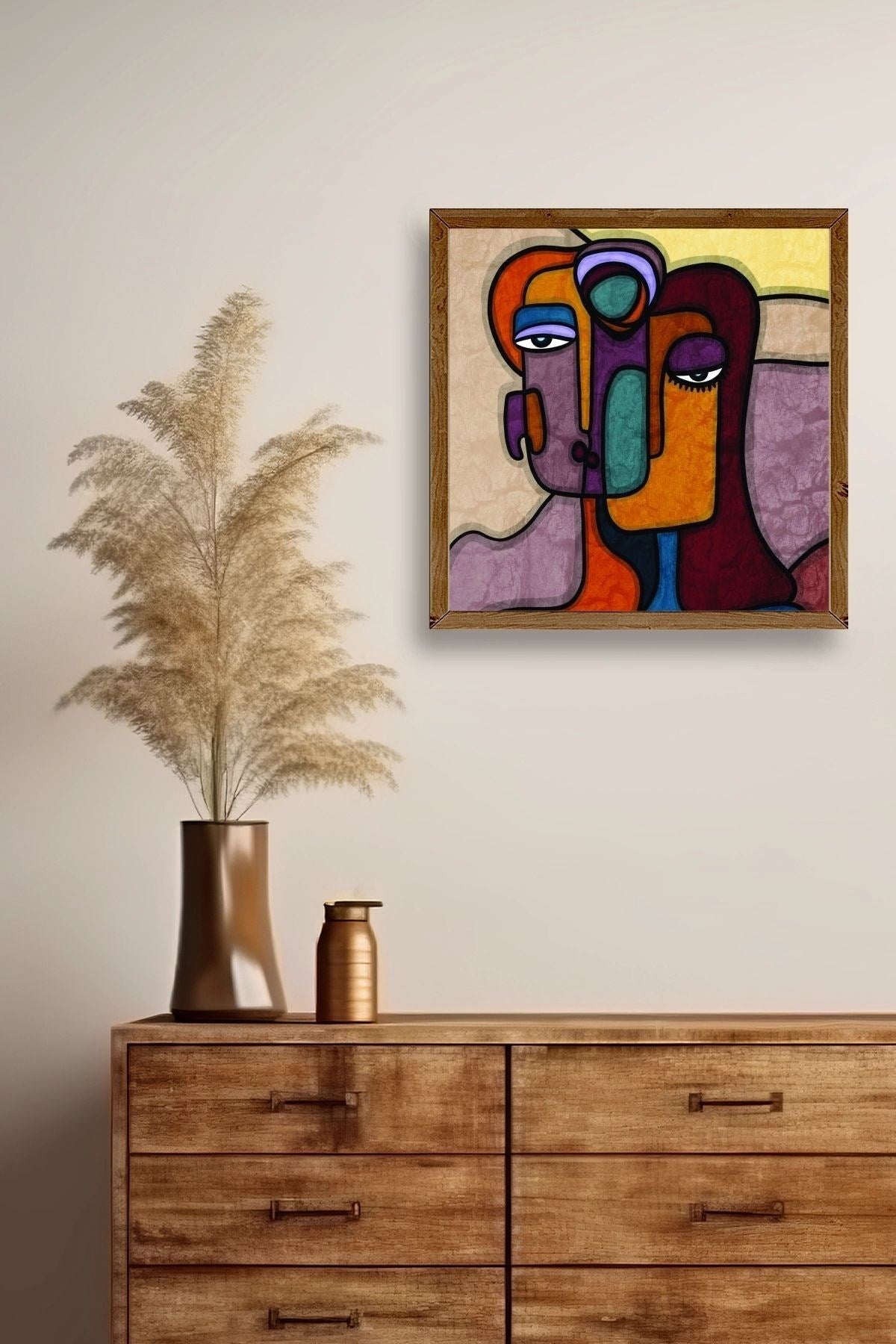 Soyut Kadın Ahşap Çerçeveli Tablo 50 x 70