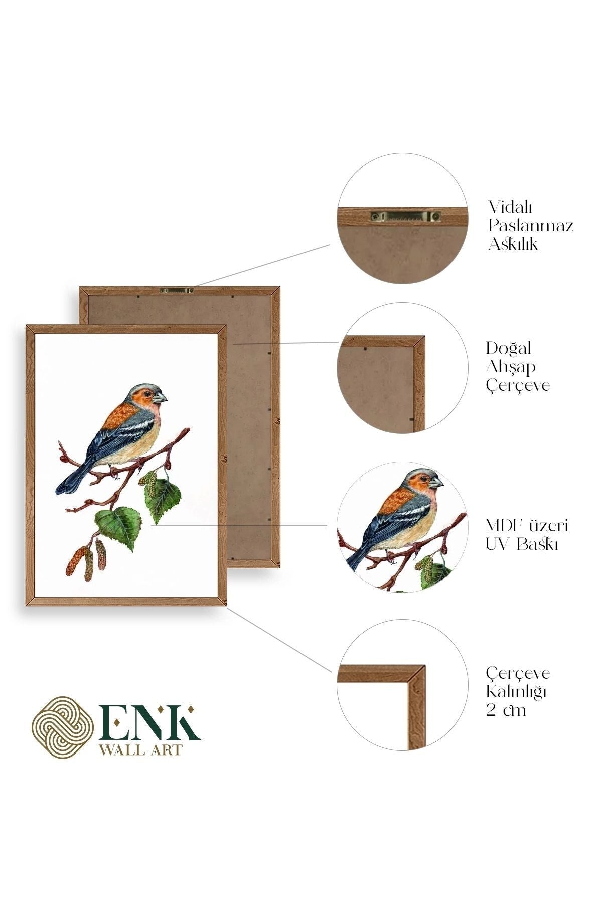 Kuş Ahşap Çerçeveli Tablo 30 x 42