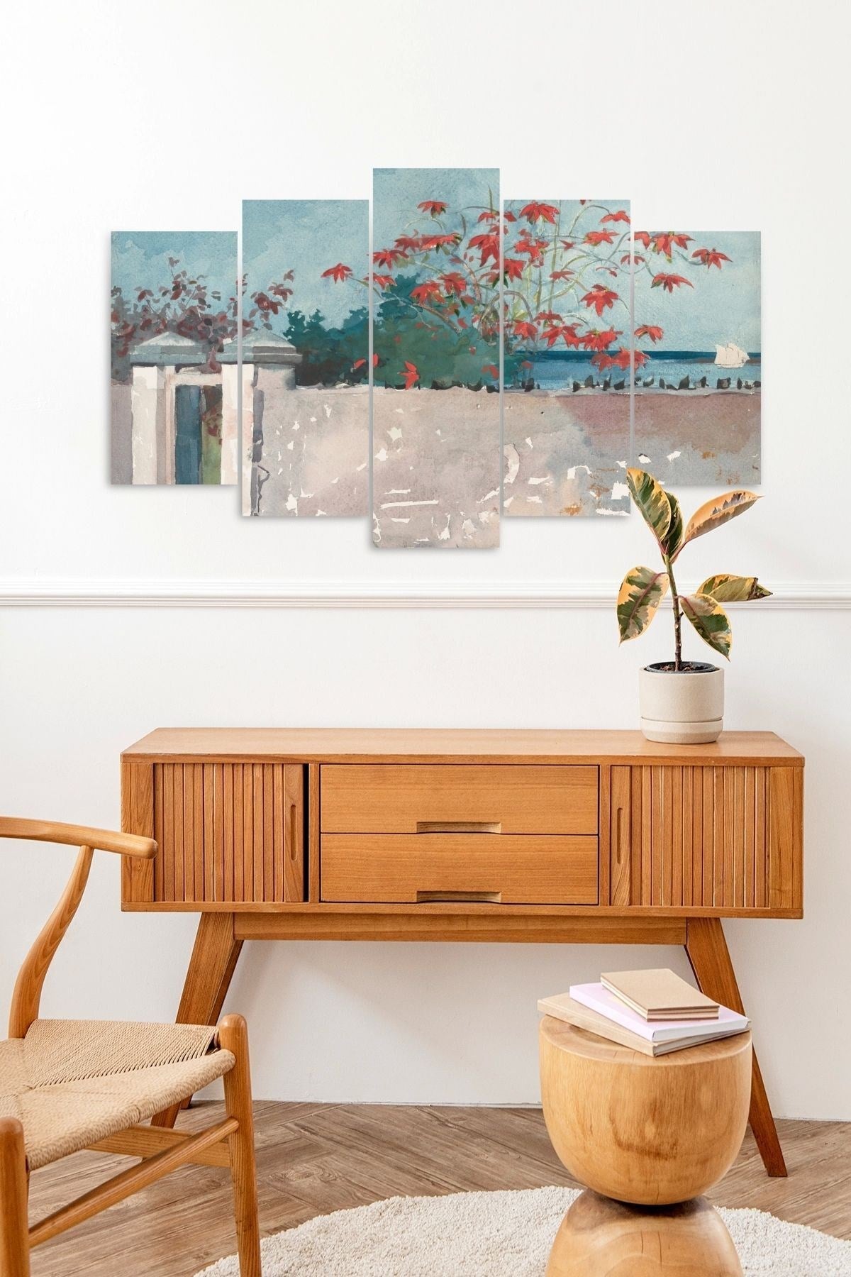 Çiçekler 5 Parçalı Mdf Tablo 60 x 100