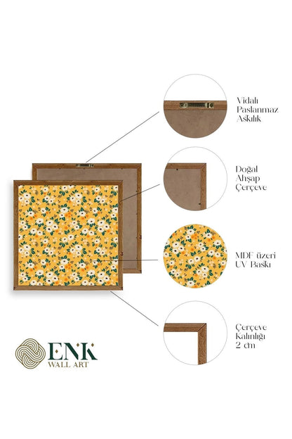 Çiçek Ahşap Çerçeveli Tablo 42 x 42