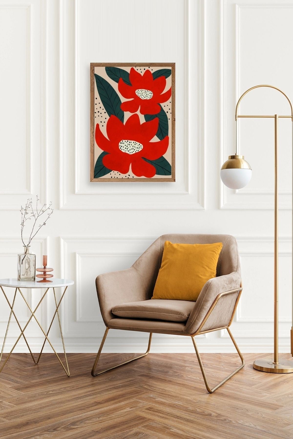 Çiçek Ahşap Çerçeveli Tablo 30 x 42