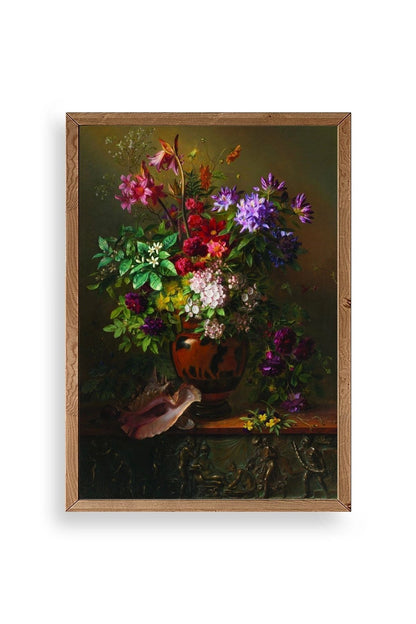 Çiçekler Ahşap Çerçeveli Tablo 30 x 42