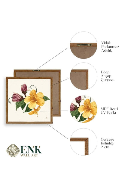Çiçek Ahşap Çerçeveli Tablo 42 x 42