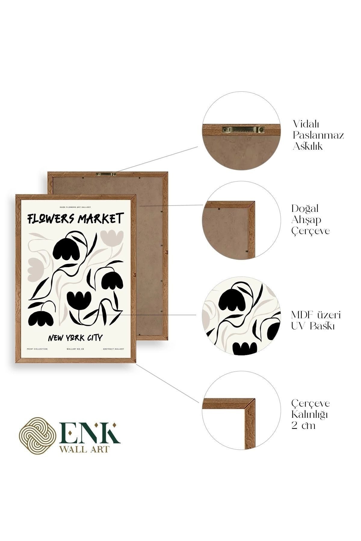 Çiçek Ahşap Çerçeveli Tablo 17 x 23