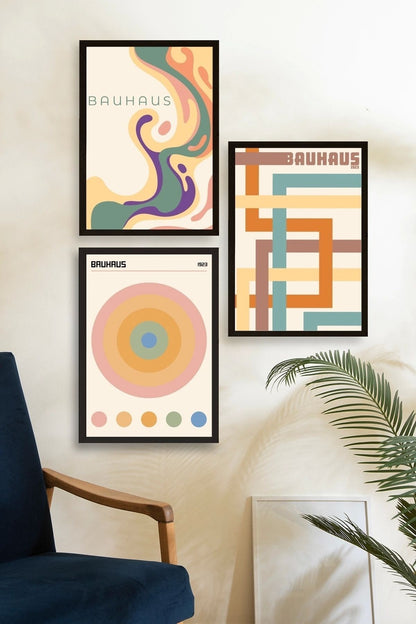 Bauhaus Üçlü Ahşap Çerçeveli Tablo 40 x 60