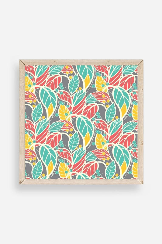 Yaprak Ahşap Çerçeveli Tablo 50 x 50