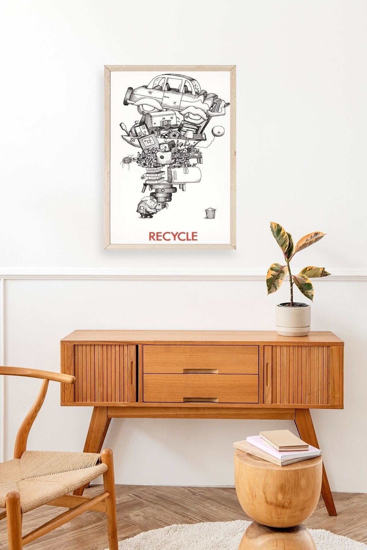 Recycle Ahşap Çerçeveli Tablo 23 x 30