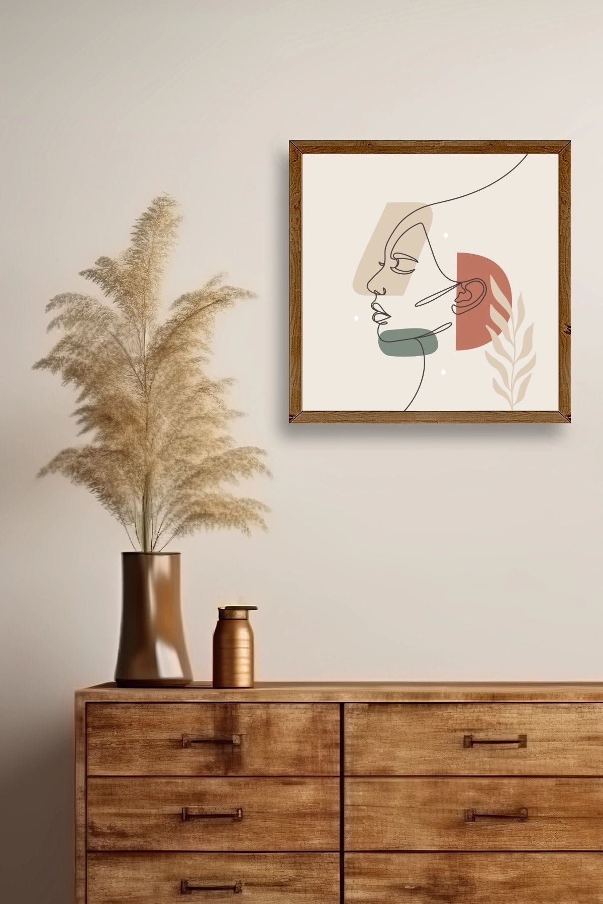 Kadın Ahşap Çerçeveli Tablo 23 x 23