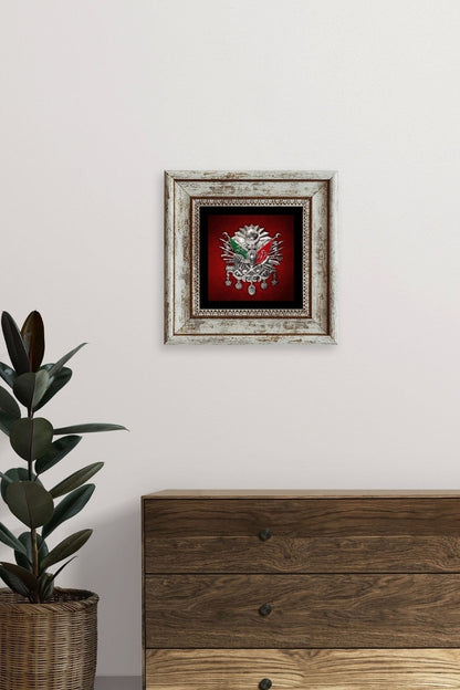 Osmanlı Tuğrası Çerçeveli Taş Tablo 20 cm