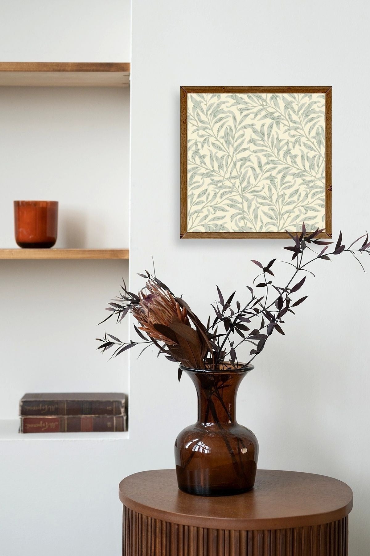 Yaprak Ahşap Çerçeveli Tablo 23 x 23