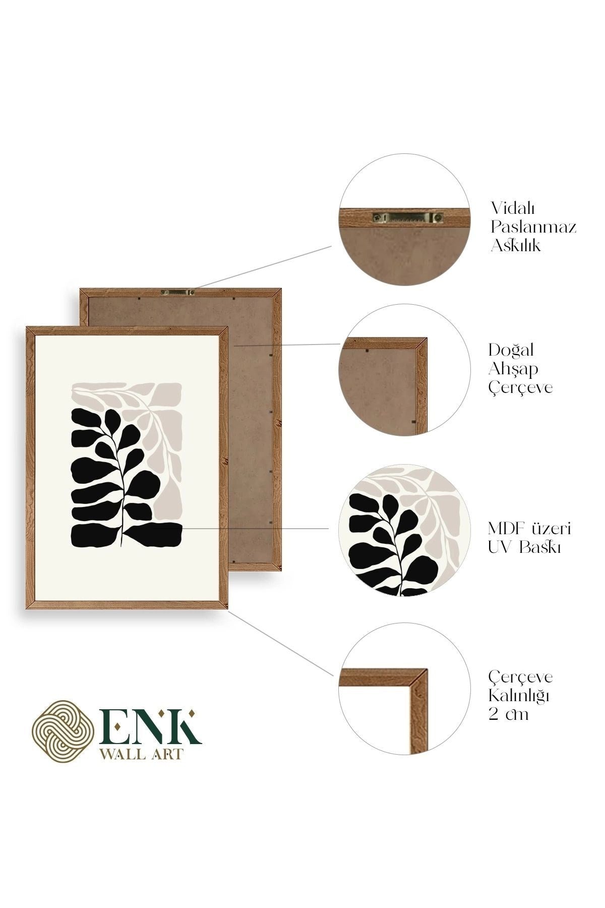 Yaprak Ahşap Çerçeveli Tablo 23 x 30