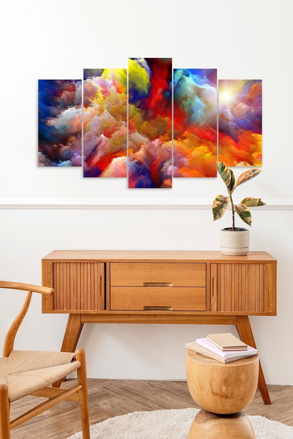 Manzara Doğa Retro 5 Parçalı Mdf Tablo 60 x 100