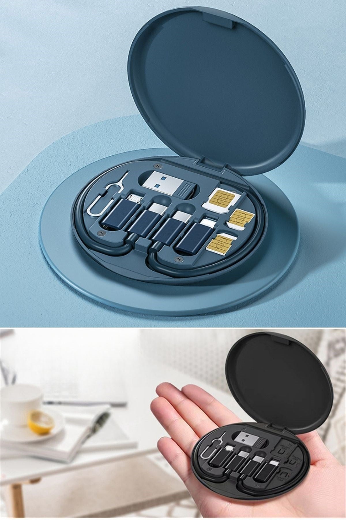 BUFFER® 60w Destekli Kablo Kutusu Seyahat Kablo Seti 5'i 1 arada USB Type-C Şarj Kablosu Seti