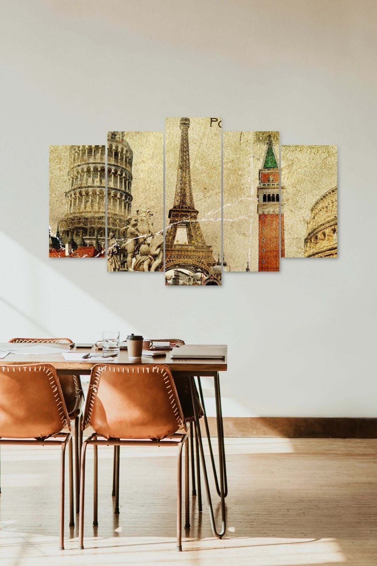 Tarihi Mekanlar 5 Parçalı Mdf Tablo 60 x 100